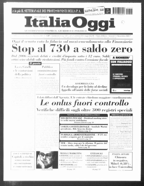 Italia oggi : quotidiano di economia finanza e politica